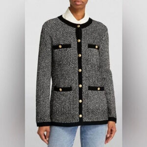 ME+EM Wool Blend Chevron Jacket Black & White Size Medium
